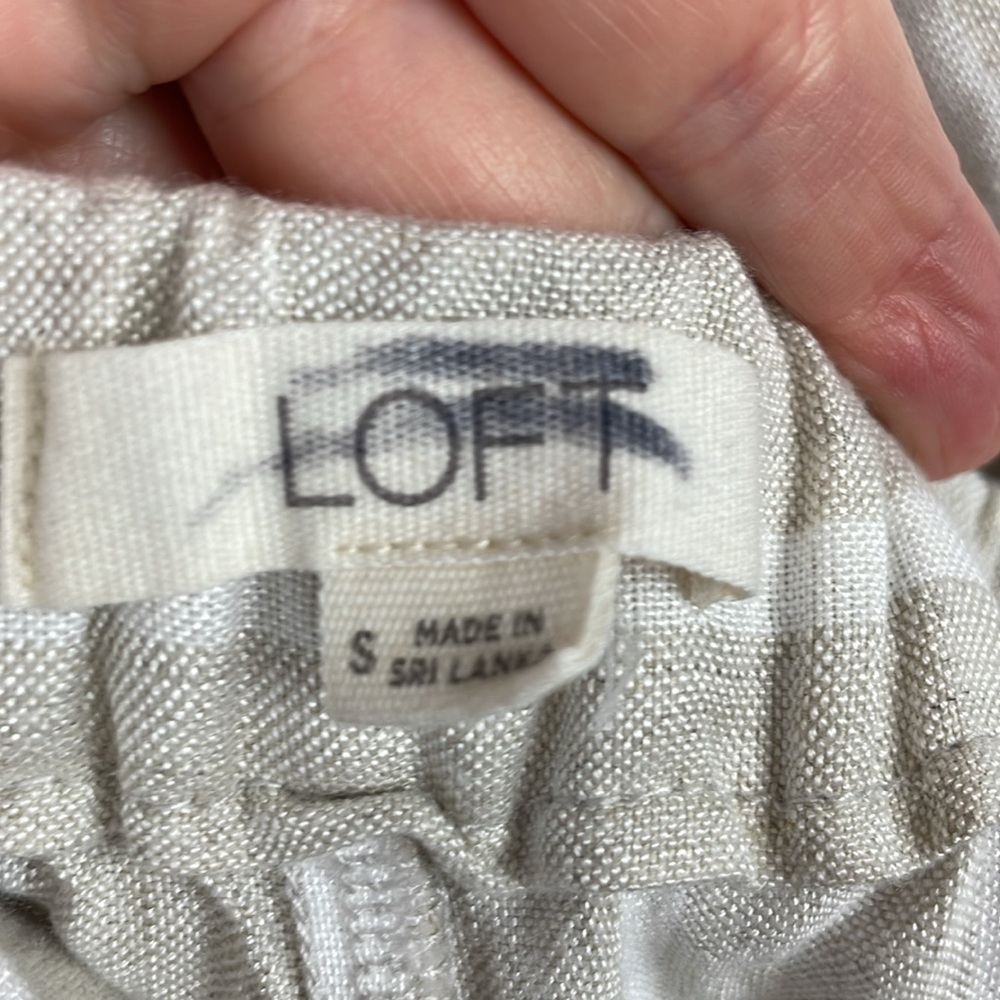 LOFT Cream and White Striped Lightweight Linen Blend Wide Leg Pants - Size Small - Picture 10 of 12
